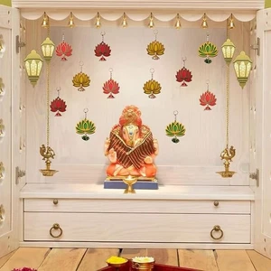 Velvet Handmade Wall Decor Lotus With Jhumki Style(12 PCS-Multi Color). Hanging - Picture 1 of 2