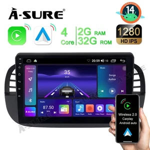 Für Fiat 500 2007-2015 Carplay Android 14 Autoradio GPS NAVI 2+32GB Android Auto - Bild 1 von 14