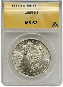 1885-S Morgan Silver Dollar ANACS MS63 - Picture 1 of 2