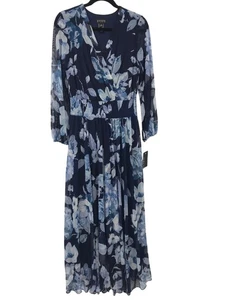 En Focus Studio Netz Blumen Maxikleid blau Größe 12 NEU - Bild 1 von 6