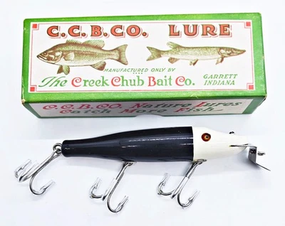 Mint Creek Chub Special Order 711 Pikie Minnow Lure EX In Box Black White Head - Image 1 of 4