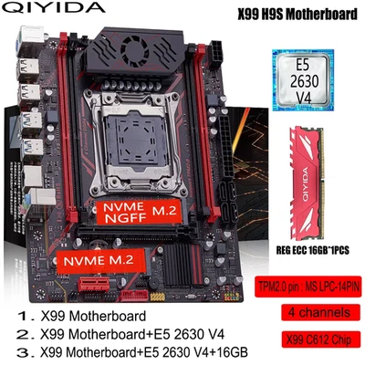 X99 H9S Motherboard Set Kit with LGA2011-3 Xeon E5 2630 V4 CPU DDR4 16GB REG ECC - Image 1 of 4