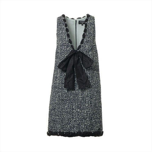 Abito smanicato Chanel P60 cotone poliammide verde navy taglia 38