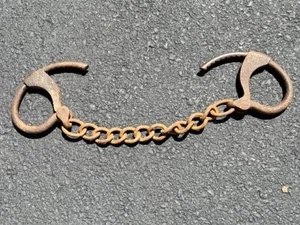 19th Century Mid 1800's Civil War Era Hand Forged Cast Iron Leg Shackles - Picture 1 of 8