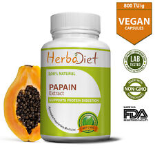 Powerful Digestive Enzyme Papain 500 TU Papaya Fruit Extract Veggie 120 Capsules
