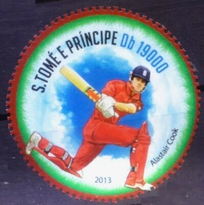 Sao Tome 2013 MNH, Alastair Cook, Odd Round Sports Cricket   - Picture 1 of 1