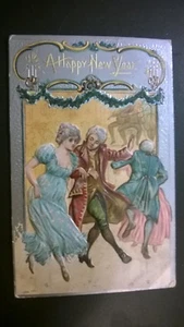  Antike geprägte Postkarte 1901-07 "EIN FROHES NEUES JAHR" - Bild 1 von 4