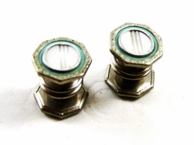 Kunst Deko Silberfarben Grün Mutter Perle Manschettenknöpfe By SNAP LINK 101314a - Bild 1 von 4