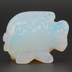 Estatuilla de animales artesanales de curación de reiki artesanal de piedra opalita tallada a mano de cristal de pez de 2 - Imagen 1 de 5