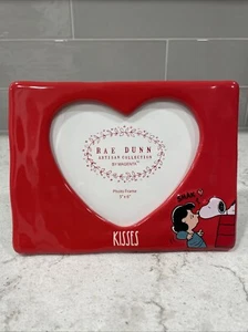 Rae Dunn Kisses Peanuts Snoopy/Lucy Red Heart 5x6 Photo Frame Valentines Day - Picture 1 of 5