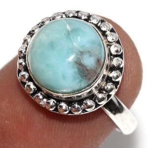 Larimar 925 Silver Plated Gemstone Handmade Ring Us 6.5 Aesthetic Jewellery GW - Picture 1 of 3