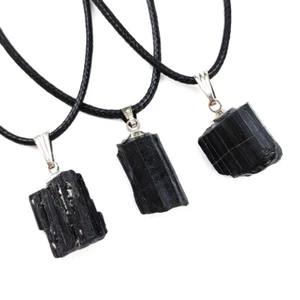 10PCS Black Natural Tourmaline Stone Pendant Chakra Healing Gemstone Necklace GQ - Picture 1 of 6