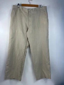 CLAIBORNE Linen Blend Pants Mens SIZE 38/30 Natural Tan Beige Slacks Trousers - Picture 1 of 13