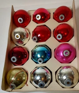 12 Shiny Brite Ornaments Vintage Christmas Mercury Glass Ball 2.5" Solid Colors - Picture 1 of 8