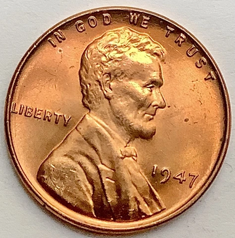 1947-p  Uncirculated BU Red RD - Lincoln Wheat Cent ~ A841 Cover