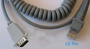 CAB-382 Spirlalkabel für Datalogic D130 D110 / RJ48/RJ45 (10 Pin) xDSub9 - Picture 1 of 2
