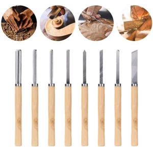 8pcs Wood Turning Lathe Chisels Wood working Woodturning Chisel Skew Gouge Tools - Picture 1 of 14