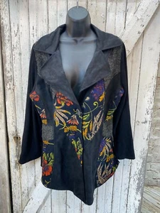 Vintage Concept Multi Layered Two Button Jacket Black Lagenlook Mix Media Boho - Picture 1 of 9