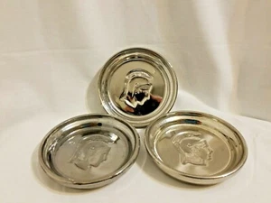Vintage Merkur Glas römischer Soldat Untersetzer Spartanisch 3er Set - Bild 1 von 5
