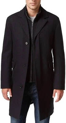 Cole Haan Signature Men's Wool Twill Long Coat with knit Bib Charcoal Size Large - Image 1 of 4
