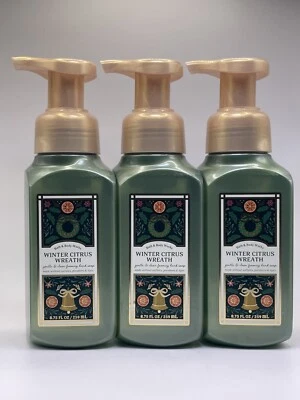 3 BATH & BODY WORKS GENTLE CLEAN FOAMING HAND SOAP Winter Citrus Wreath NEW - Image 1 of 4