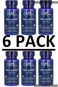 6 PACK - Life Extension, Sea-Iodine, 1000 mcg, 60 Veggie Caps (Total 360) - Picture 1 of 3