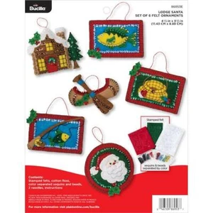 Bucilla Felt Applique Ornaments Kit Set of 6 - Lodge Santa - Picture 1 of 3