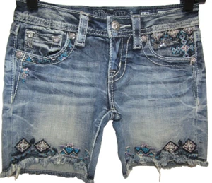 MISS ME EMBROIDERED LIGHT WASH DENIM MID SHORTS YOUTH SIZE 12 - Picture 1 of 2