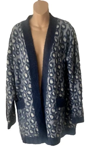 Current/Elliott Women's The Cali Fuzzy Leopard Brushed Print Cardigan Sweater 3 - Picture 1 of 3