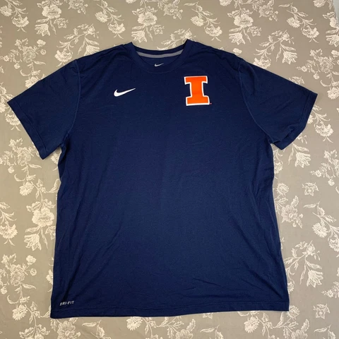 Illinois Fighting Illini Shirt Mens Size 2XL Blue Nike Dri Fit Striped Football Cover