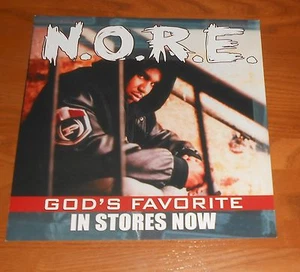 N.O.R.E. Póster favorito de Dios 2 caras plano cuadrado promoción 12x12 RARO - Imagen 1 de 3
