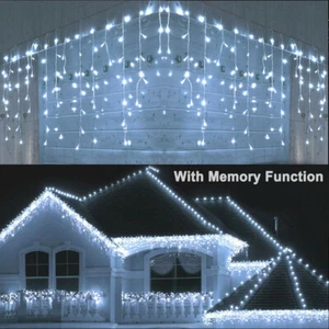 13-130FT LED Christmas Fairy Icicle Home Curtain Lights Lamp Xmas Indoor Outdoor - Picture 1 of 20