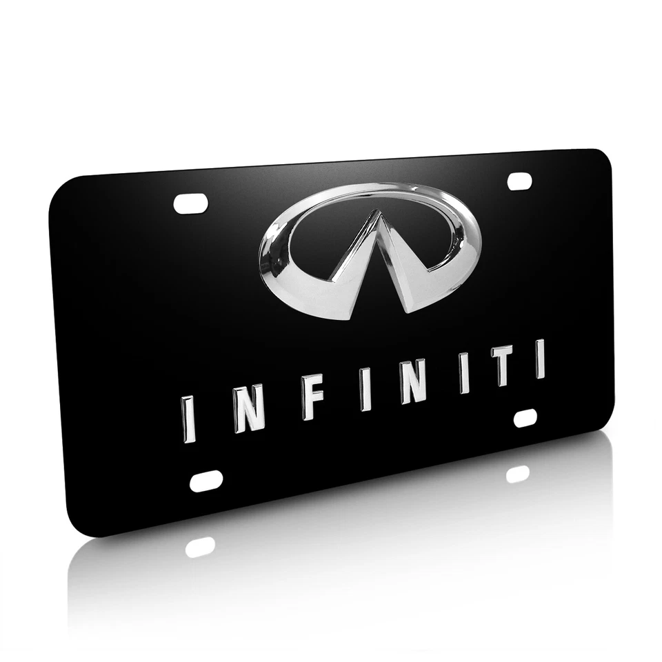 for Infiniti Double 3D Logo Black Stainless Steel License Plate - Image 1 of 4