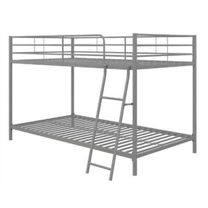 DHP Dusty Twin over Full Metal Bunk Bed Frame with Integrated Ladder, Silver
