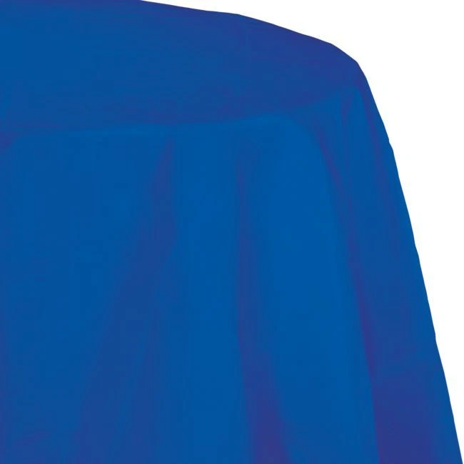 Cobalt Blue 2/Ply Paper-Poly Round Tablecloth 82" Blue Party Tableware Supplies - Image 1 of 1
