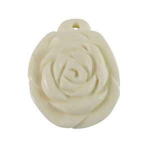 😏 " Rose " - Anhänger aus Knochen ca. 28x22x5 mm Perle Blume HANDARBEIT ! 😉 - Picture 1 of 1
