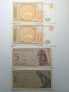 1964/93, 5,1 Sen Indonesia, 1 Tugrik Mongolia 4UNC/or Hi Grade Value Notes-17 - Picture 1 of 8