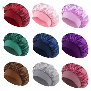 Women Satin Bonnet Hair Bonnet for Sleeping Hair Care Silk Bonnets Solid Wide-Br - Picture 1 of 35