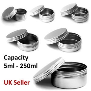 5ml-50ml Metal Storage Tin Jar Small Round Craft Stash Pot Lip Balm Cosmetics - Picture 1 of 6