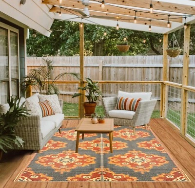 B-USA 6x9’ Outdoor Plastic Straw Patio Rugs Reversible Mats rv picnic camping  - Image 1 of 4