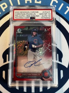 2022 Bowman Chrome Christian Franklin 1st Red Shimmer Auto /5 PSA 10/10!! Cubs