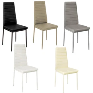 Dining Chairs Set of 2 4 6 High Back Faux Leather Padded Seat Home Furniture UK - Picture 1 of 10