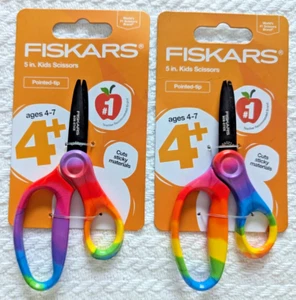 Rainbow Fiskars Pointed Tip 5" Scissors for Kids Ages 4-7 Lot - Picture 1 of 5