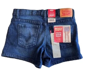 Levis Girls Youth Denim Shorts, Dark Wash, Size 8, New With Tags - Picture 1 of 2