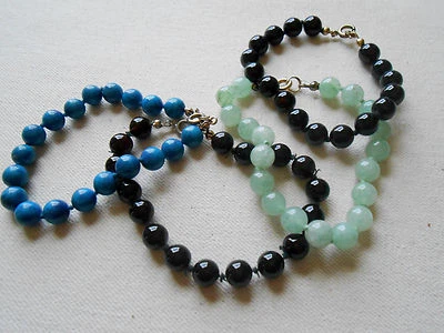 Lote de 4 Pulseras Piedra Genuina Sodalita, Cuarzo Verde, Ónix Negro 200101 Foto 1 de 4