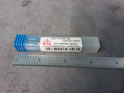 Carmex M8x1.25mm SOLID CARBIDE THREAD MILL  M10 M12 M8 1/4 shank 1.25mm - Image 1 of 3