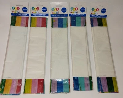 321 вечеринка! Дорожка для стола бахрома бумага 13 x 10 футов лот из 5 разноцветных радужных  - Изображение 1 из 3
