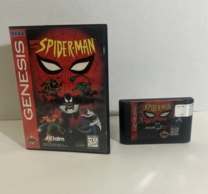 Spider-Man (Sega Genesis, 1994) • Cart + Hard Case • Tested • Rental Stickers - Picture 1 of 8