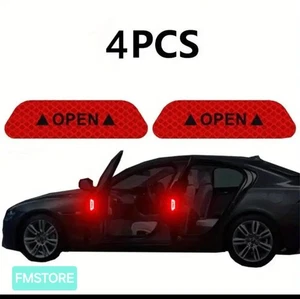 4 Adesivi Riflettenti Porte Auto Rosso Sicurezza Visibilità Notturna stickers - Imagen 1 de 8
