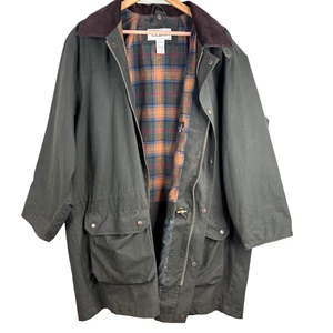 VTG LL Bean Chore Coat Mens XLT Green Flannel Lined Barn Field Jacket Corduroy - Picture 1 of 14